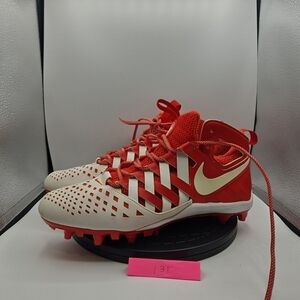 Nike Red and White Men's Athletic Football Cleats